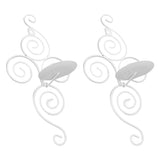 2 Sets Wall Candle Holder Foldable European Style Swirl Wrought Iron Wall Hanging Candlestick Holder Home Decoration White - Close-Up Angle