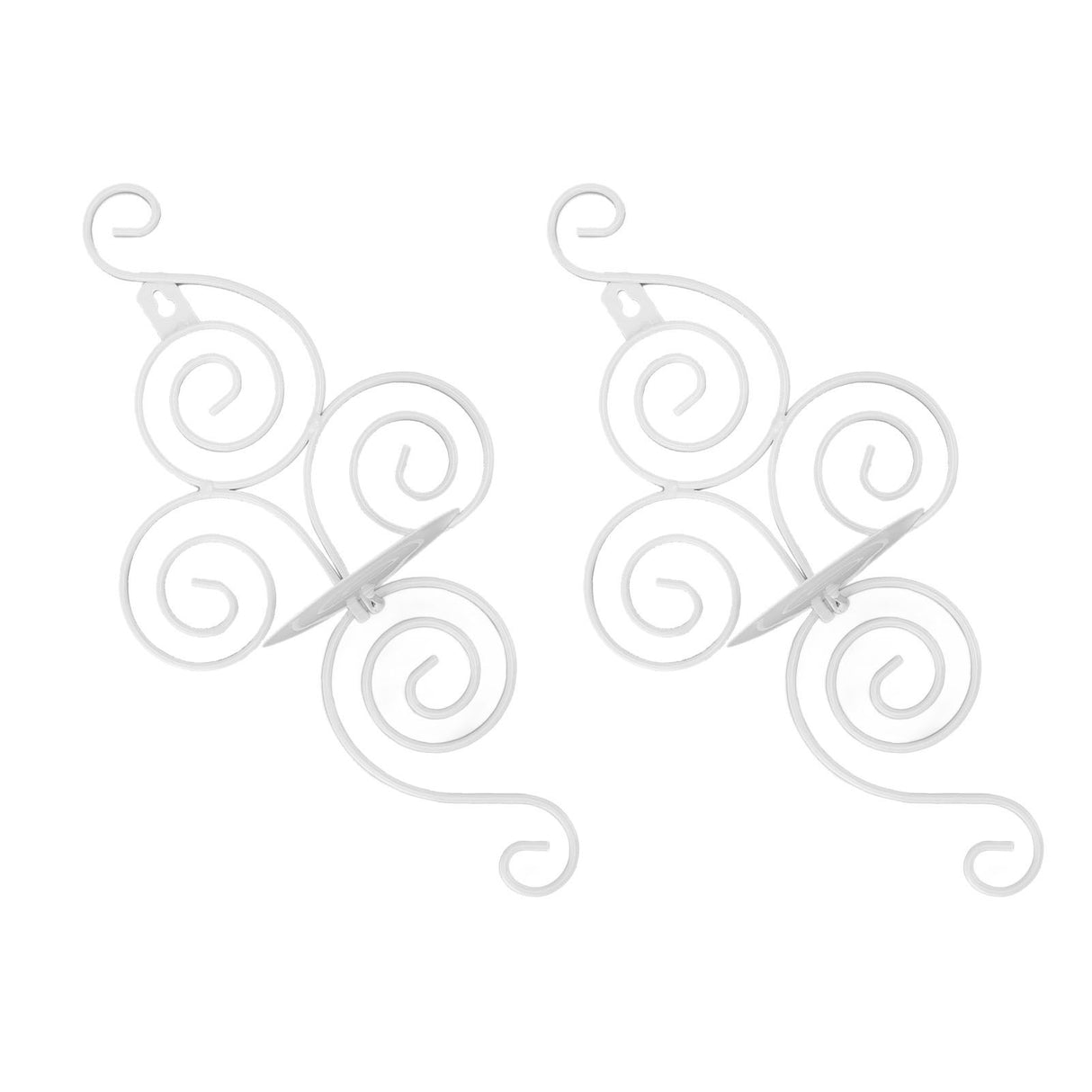 2 Sets Wall Candle Holder Foldable European Style Swirl Wrought Iron Wall Hanging Candlestick Holder Home Decoration White