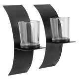 2Set Wall Mounted Candlestick Iron Three Dimensional Arc Design Candle Tray for Bedroom - Side View