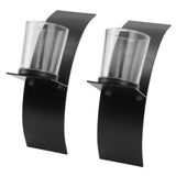 2Set Wall Mounted Candlestick Iron Three Dimensional Arc Design Candle Tray for Bedroom