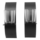 2Set Wall Mounted Candlestick Iron Three Dimensional Arc Design Candle Tray for Bedroom - 45-Degree Angle