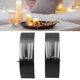 2Set Wall Mounted Candlestick Iron Three Dimensional Arc Design Candle Tray for Bedroom - Extra Image