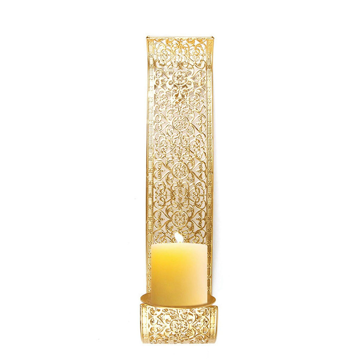 Shelving Solution Wall Sconce Candle Holder Gold Hollow Carved Exquisite Details Metal Wall Candle Holder for Bedrooms