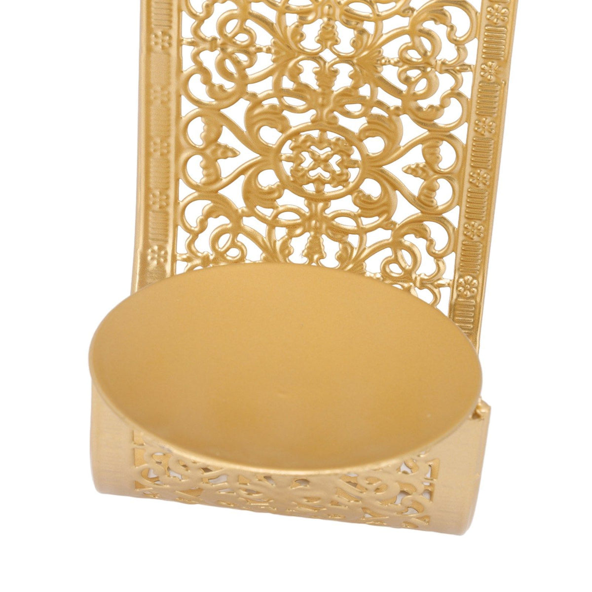 Shelving Solution Wall Sconce Candle Holder Gold Hollow Carved Exquisite Details Metal Wall Candle Holder for Bedrooms