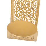 Shelving Solution Wall Sconce Candle Holder Gold Hollow Carved Exquisite Details Metal Wall Candle Holder for Bedrooms - Extra Image