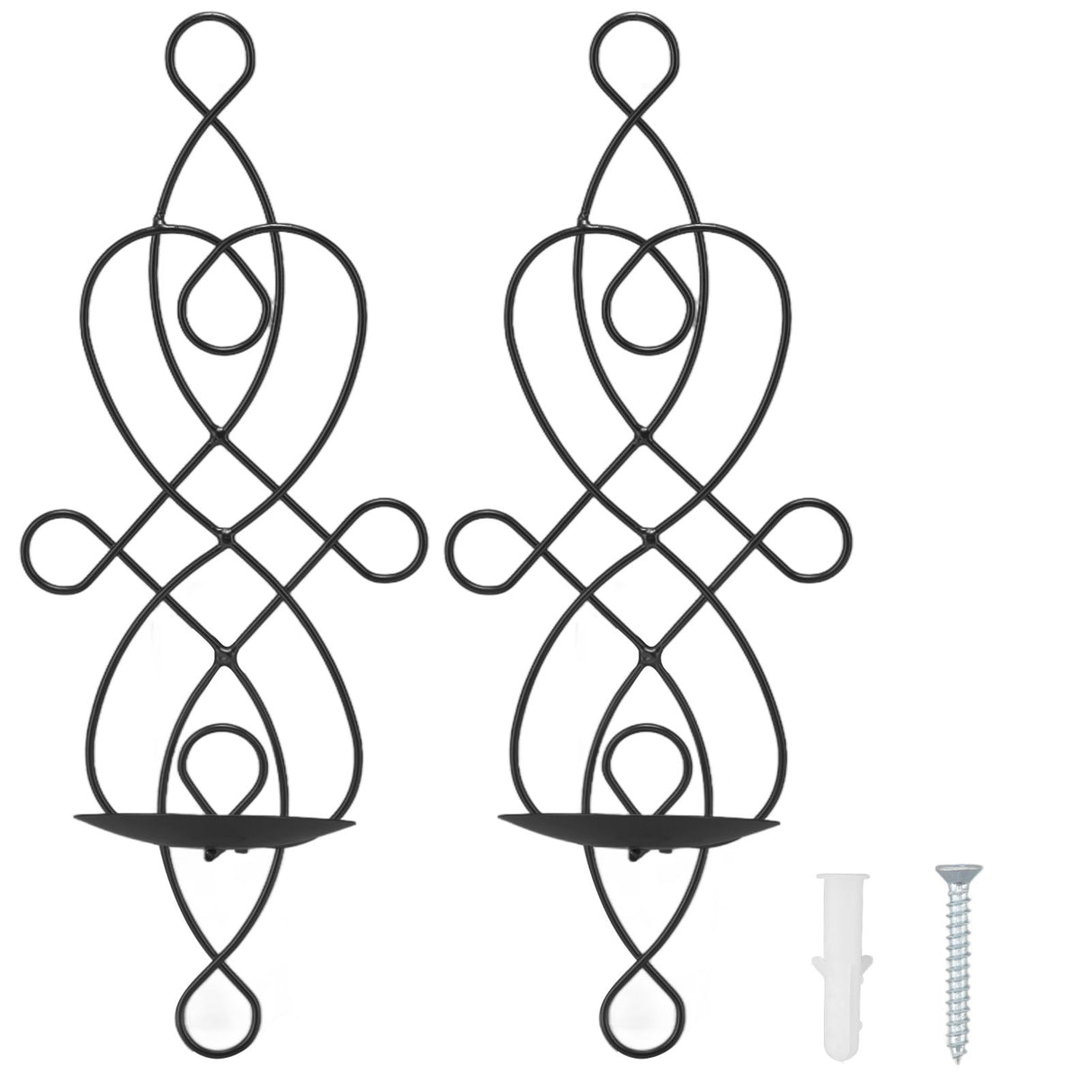 2 Sets Iron Wall Candle Sconce Holder Foldable Deformation Resistance Innovative Wall Candle Holder for Bedroom Dining Room Black
