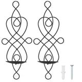 2 Sets Iron Wall Candle Sconce Holder Foldable Deformation Resistance Innovative Wall Candle Holder for Bedroom Dining Room Black
