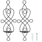2 Sets Iron Wall Candle Sconce Holder Foldable Deformation Resistance Innovative Wall Candle Holder for Bedroom Dining Room Black