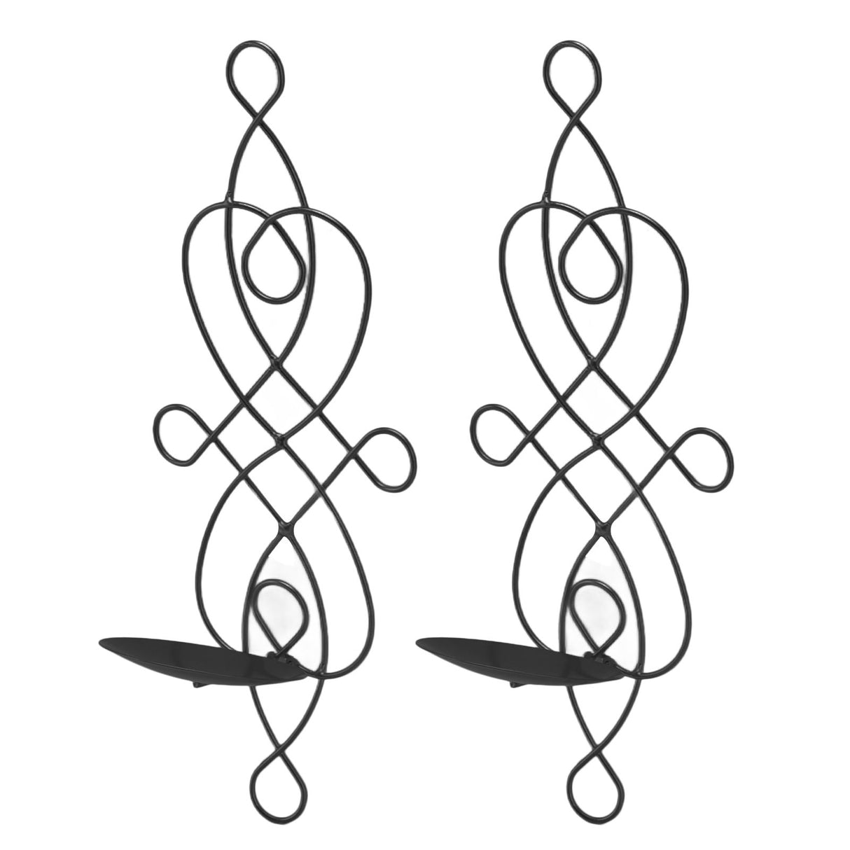 2 Sets Iron Wall Candle Sconce Holder Foldable Deformation Resistance Innovative Wall Candle Holder for Bedroom Dining Room Black