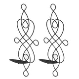 2 Sets Iron Wall Candle Sconce Holder Foldable Deformation Resistance Innovative Wall Candle Holder for Bedroom Dining Room Black - Side View