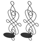 2 Sets Iron Wall Candle Sconce Holder Foldable Deformation Resistance Innovative Wall Candle Holder for Bedroom Dining Room Black