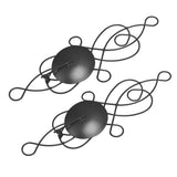2 Sets Iron Wall Candle Sconce Holder Foldable Deformation Resistance Innovative Wall Candle Holder for Bedroom Dining Room Black
