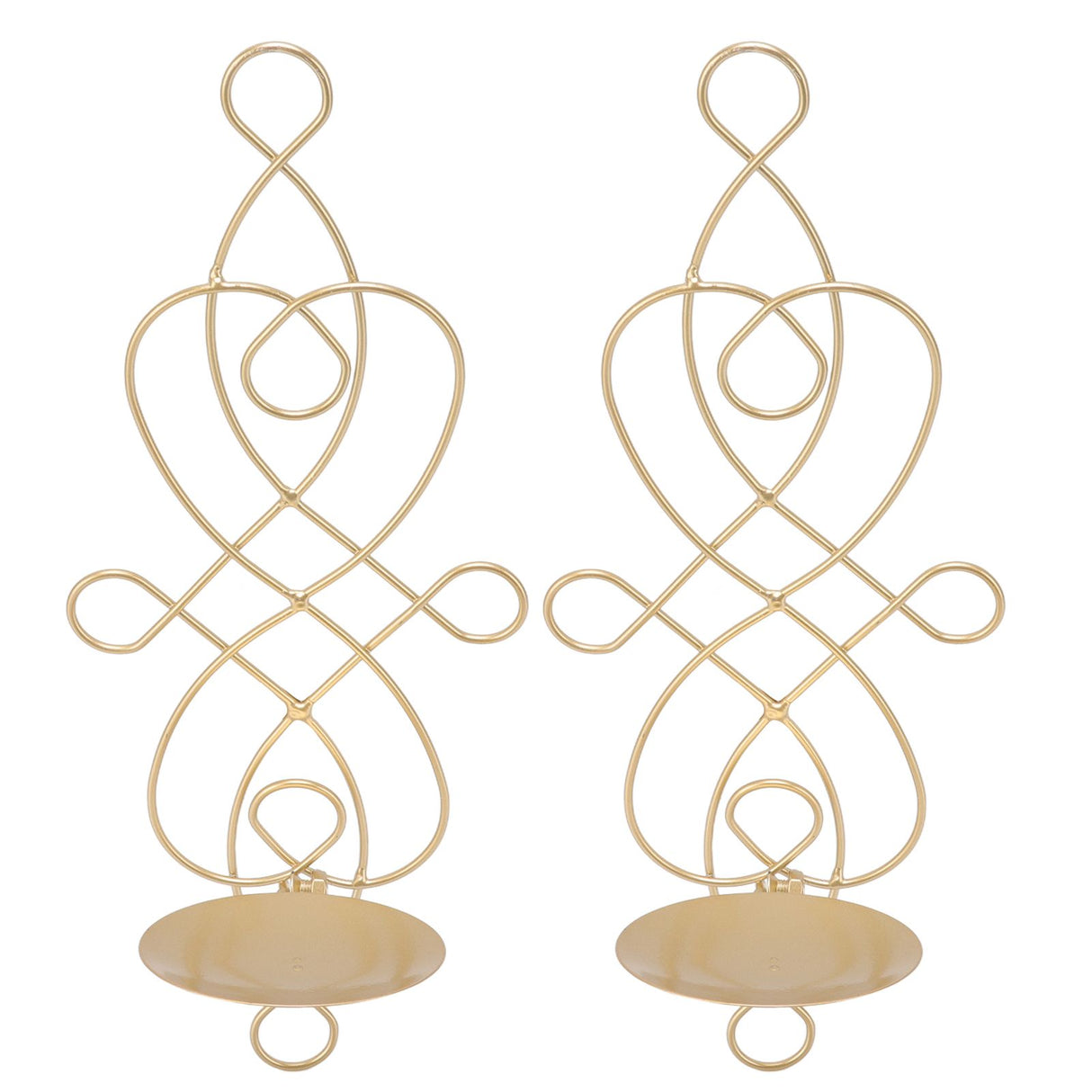 2 Sets Iron Wall Candle Sconce Holder Foldable Deformation Resistance Innovative Wall Candle Holder for Bedroom Dining Room Gold