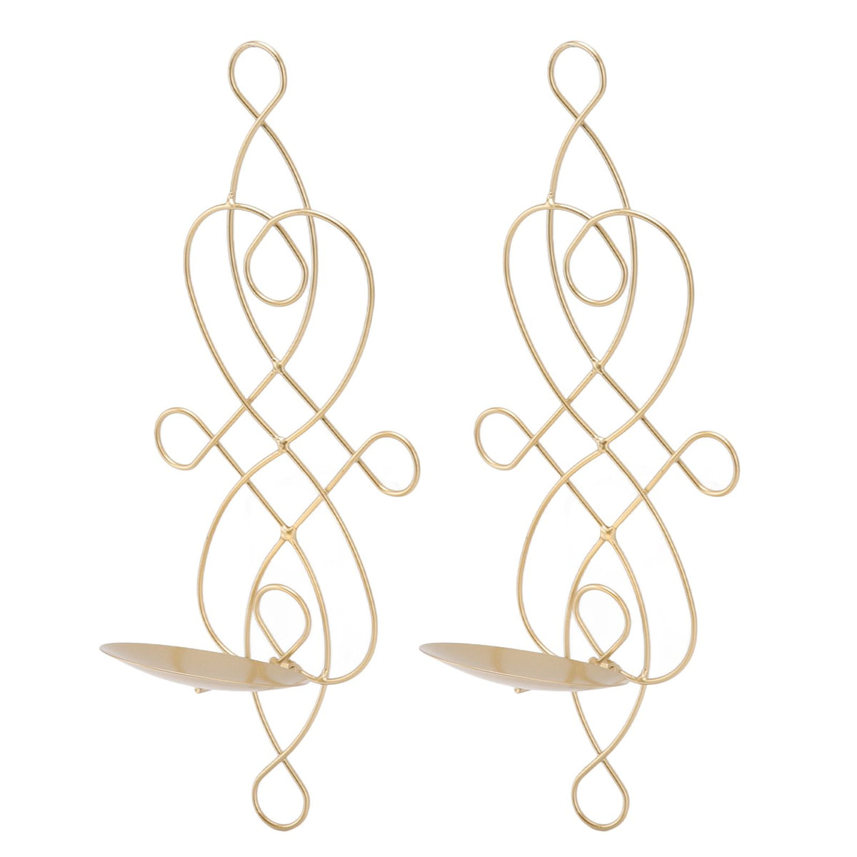 2 Sets Iron Wall Candle Sconce Holder Foldable Deformation Resistance Innovative Wall Candle Holder for Bedroom Dining Room Gold