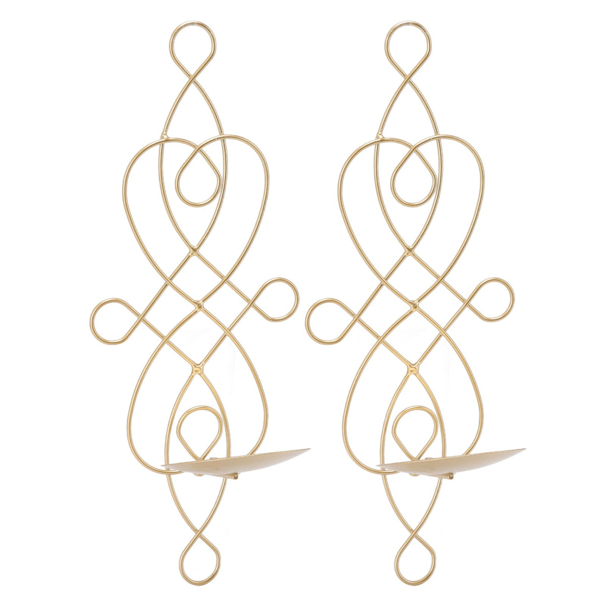 2 Sets Iron Wall Candle Sconce Holder Foldable Deformation Resistance Innovative Wall Candle Holder for Bedroom Dining Room Gold