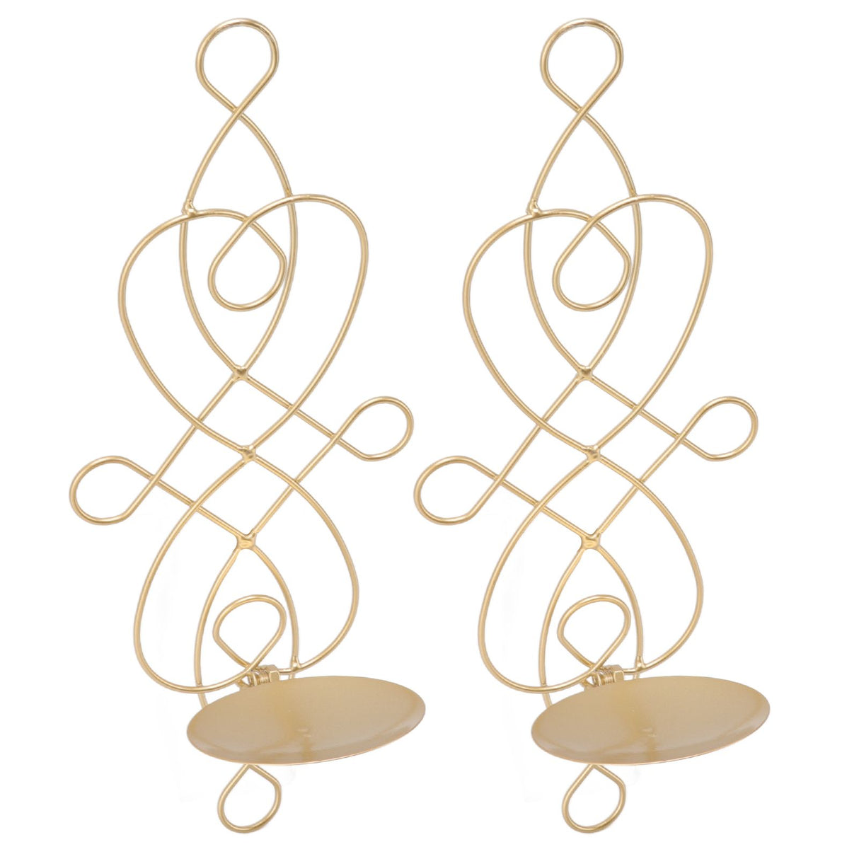 2 Sets Iron Wall Candle Sconce Holder Foldable Deformation Resistance Innovative Wall Candle Holder for Bedroom Dining Room Gold