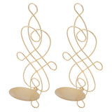 2 Sets Iron Wall Candle Sconce Holder Foldable Deformation Resistance Innovative Wall Candle Holder for Bedroom Dining Room Gold - Rear View