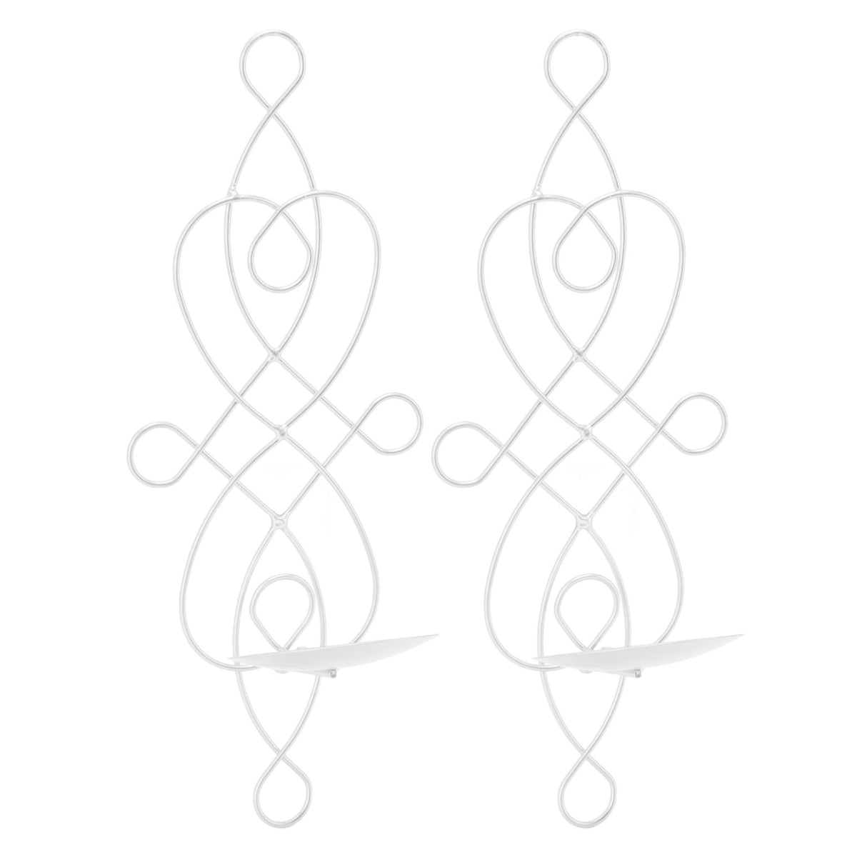 2 Sets Iron Wall Candle Sconce Holder Foldable Deformation Resistance Innovative Wall Candle Holder for Bedroom Dining Room White