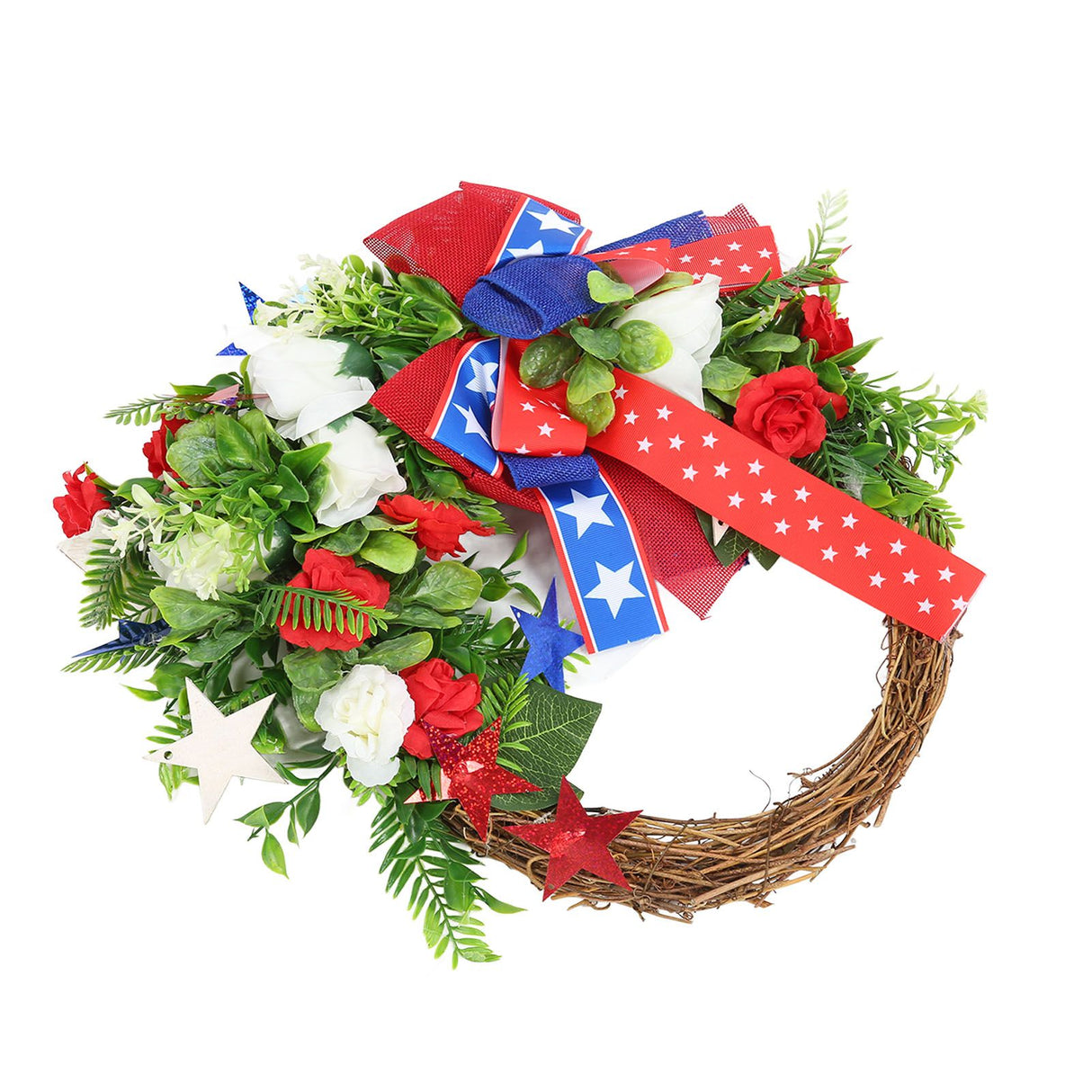 4th of July Patriotic Wreath Independence Day Wreath Decorations for Front Door Fireplace