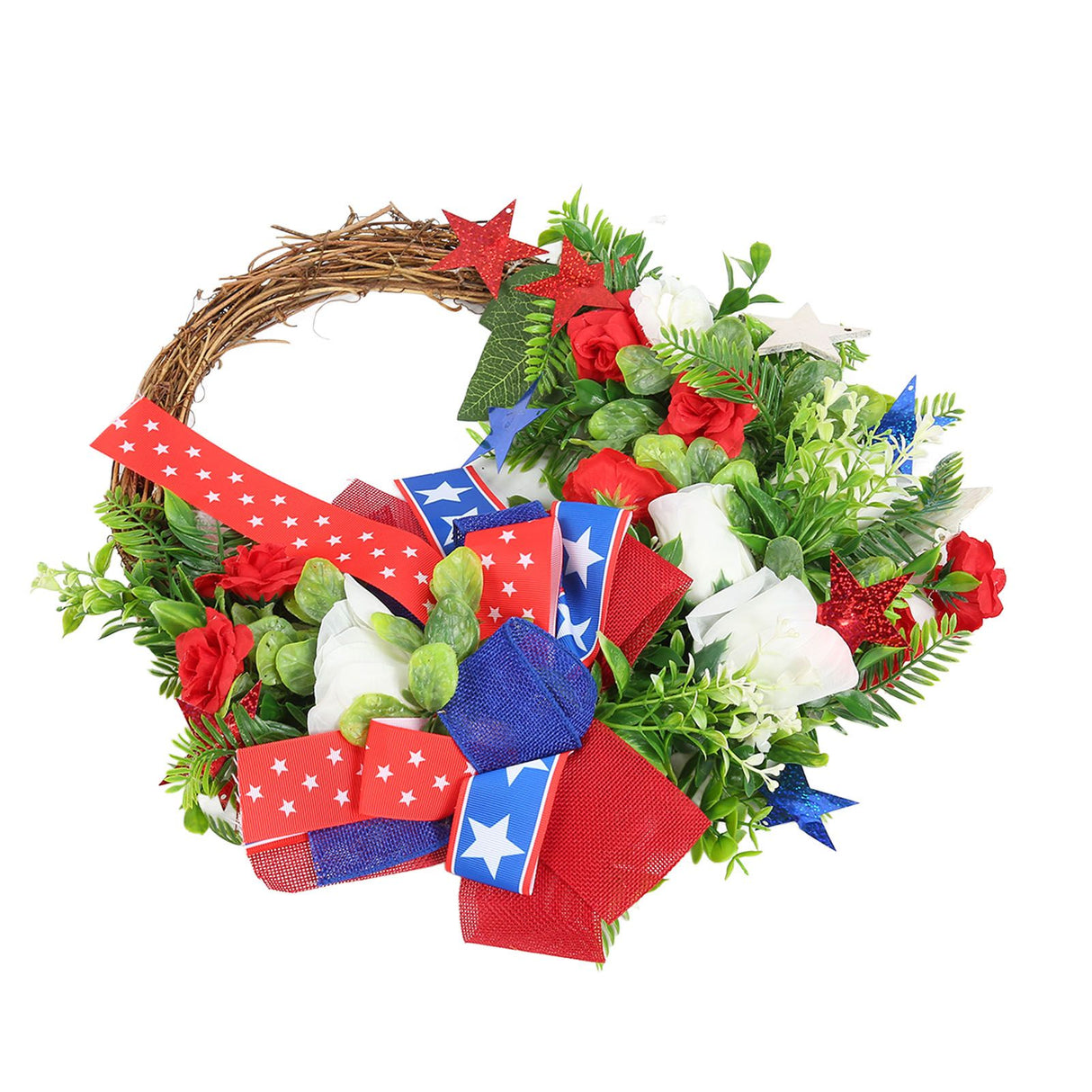 4th of July Patriotic Wreath Independence Day Wreath Decorations for Front Door Fireplace