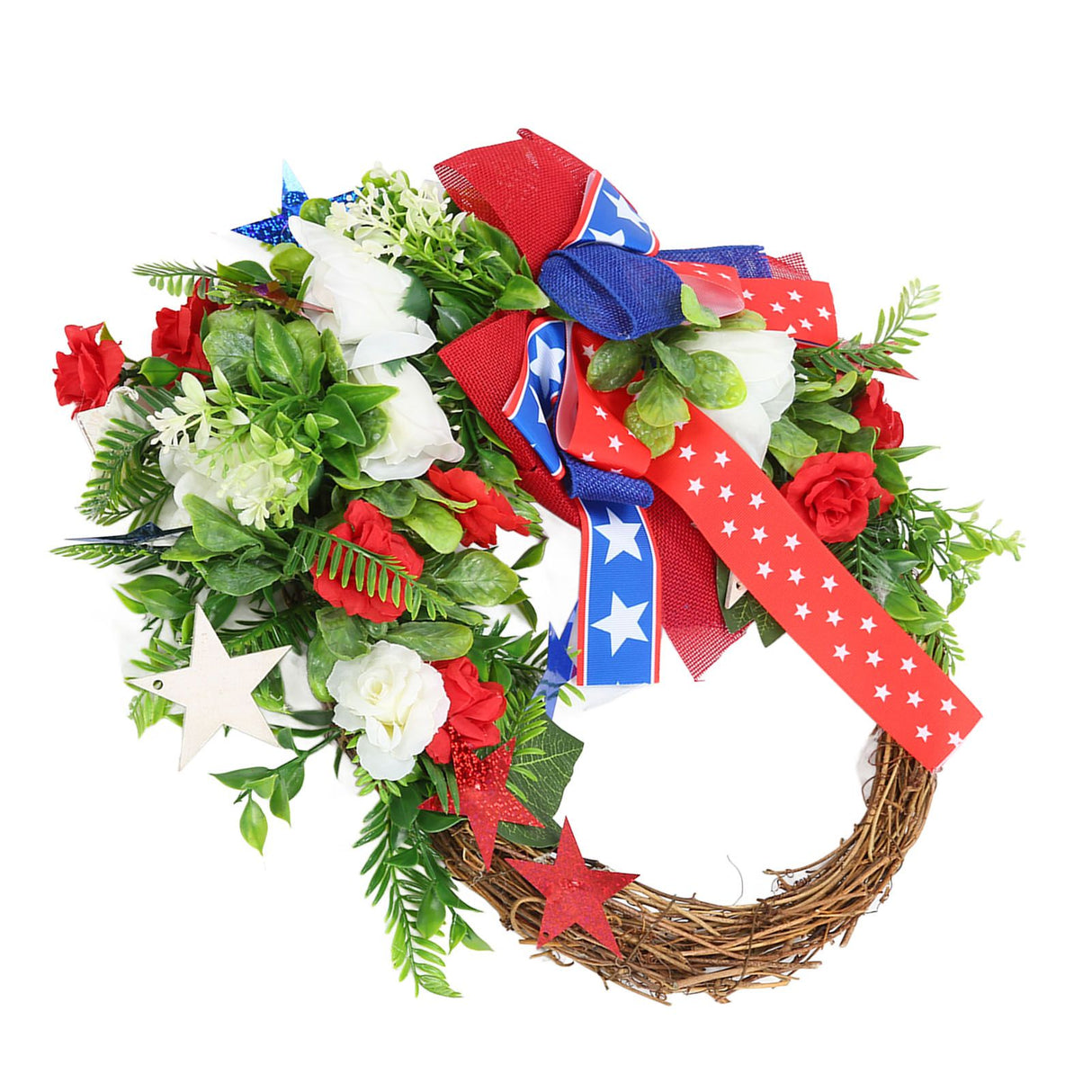 4th of July Patriotic Wreath Independence Day Wreath Decorations for Front Door Fireplace