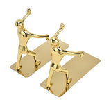 Stainless Steel Man Bookends Prevent Slipping Kung Fu Man Bookends for Home Decoration for Home Office - Rear View