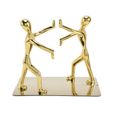 Stainless Steel Man Bookends Prevent Slipping Kung Fu Man Bookends for Home Decoration for Home Office - Close-Up Angle