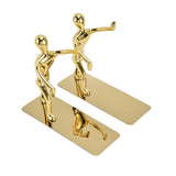 Stainless Steel Man Bookends Prevent Slipping Kung Fu Man Bookends for Home Decoration for Home Office - Low Angle
