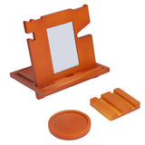 Wood Mobile Phone Base Multifunctional Durable Watch Glasses Key Storage Bracket Desktop Organizer - Front View