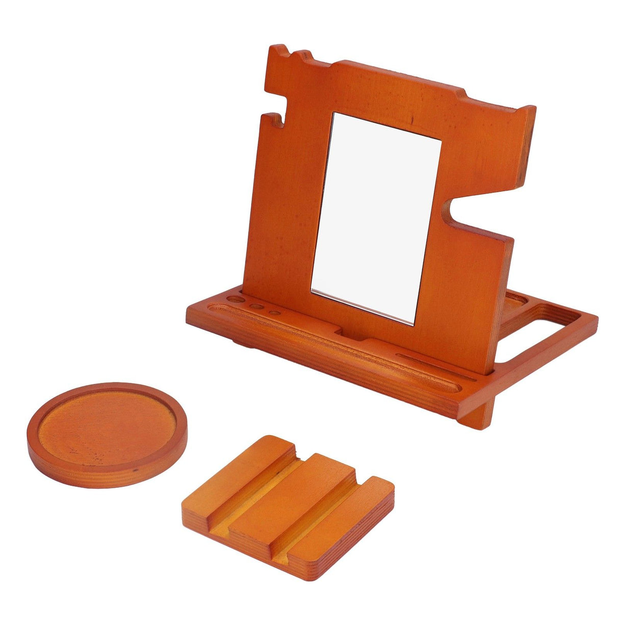 Wood Mobile Phone Base Multifunctional Durable Watch Glasses Key Storage Bracket Desktop Organizer