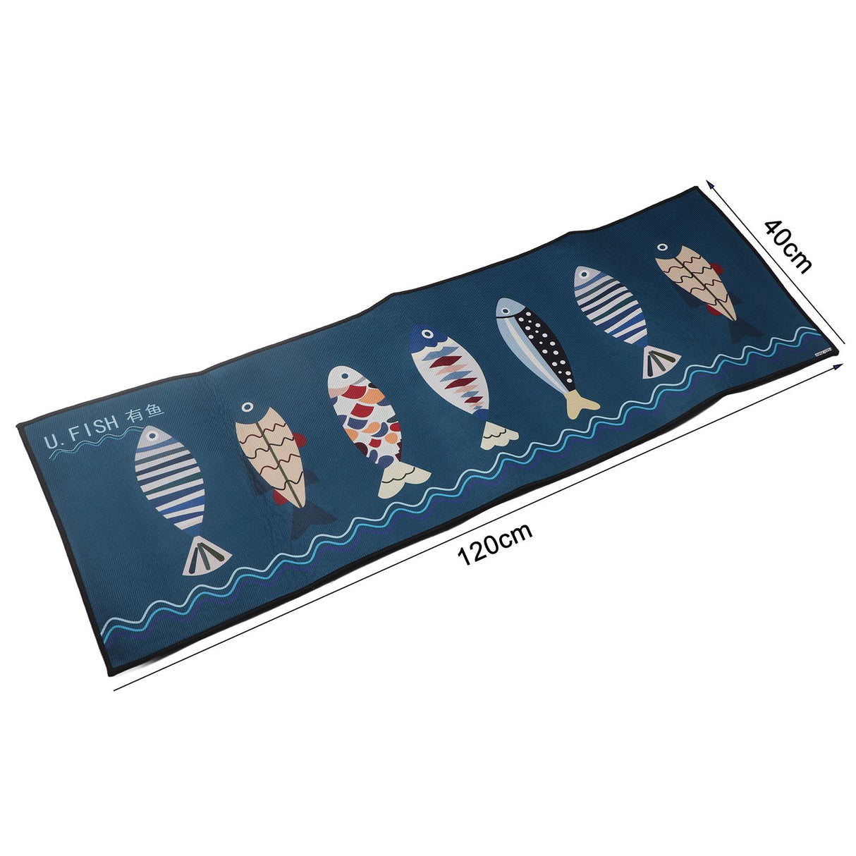 Floor Mat Prevent Slip Wearable Comfortable Cute Pattern Kitchen Pad for Living Room Bathroom Doorway Fish 40x120cm / 15.8x47.2in