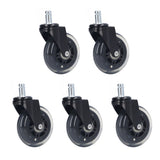 5 Pcs Chair Rotate Wheel 3in 360 Degree Noise Free Scratch Resistant Straight Chair Caster for Office - Top-Down View