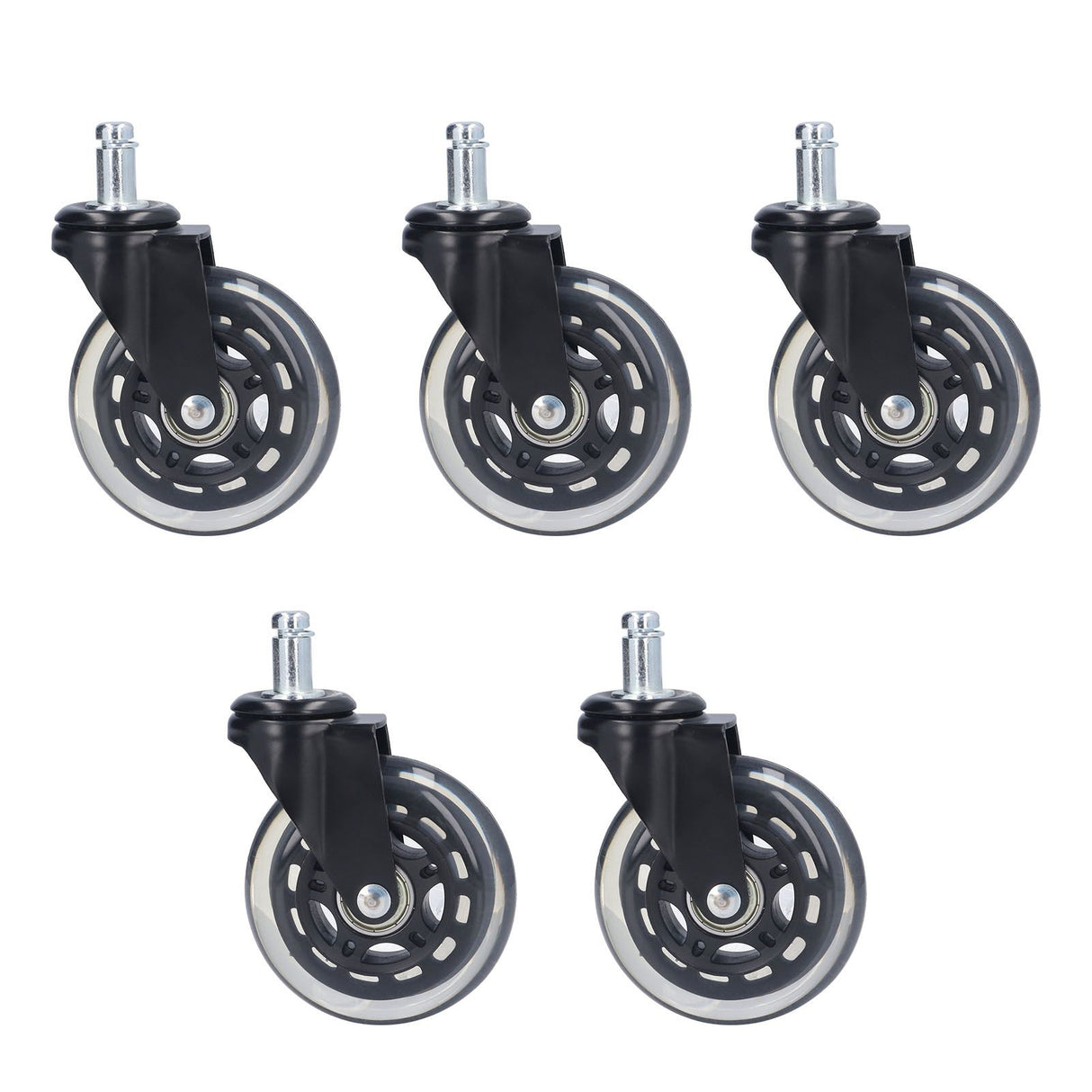 5 Pcs Chair Rotate Wheel 3in 360 Degree Noise Free Scratch Resistant Straight Chair Caster for Office