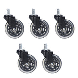 5 Pcs Chair Rotate Wheel 3in 360 Degree Noise Free Scratch Resistant Straight Chair Caster for Office