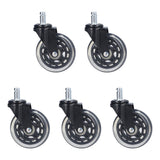 5 Pcs Chair Rotate Wheel 3in 360 Degree Noise Free Scratch Resistant Straight Chair Caster for Office - Rear View