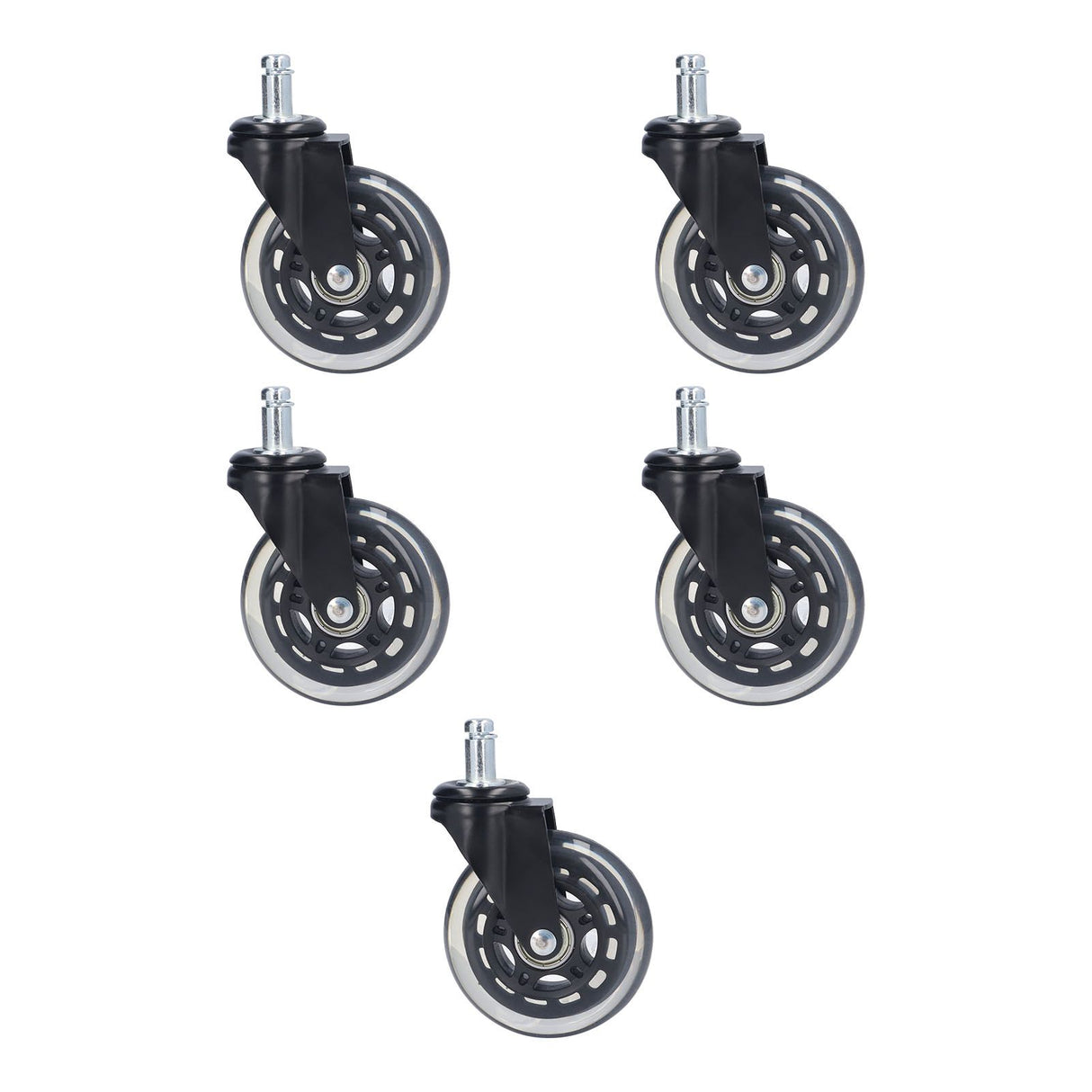 5 Pcs Chair Rotate Wheel 3in 360 Degree Noise Free Scratch Resistant Straight Chair Caster for Office