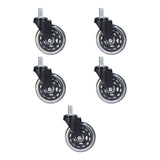 5 Pcs Chair Rotate Wheel 3in 360 Degree Noise Free Scratch Resistant Straight Chair Caster for Office