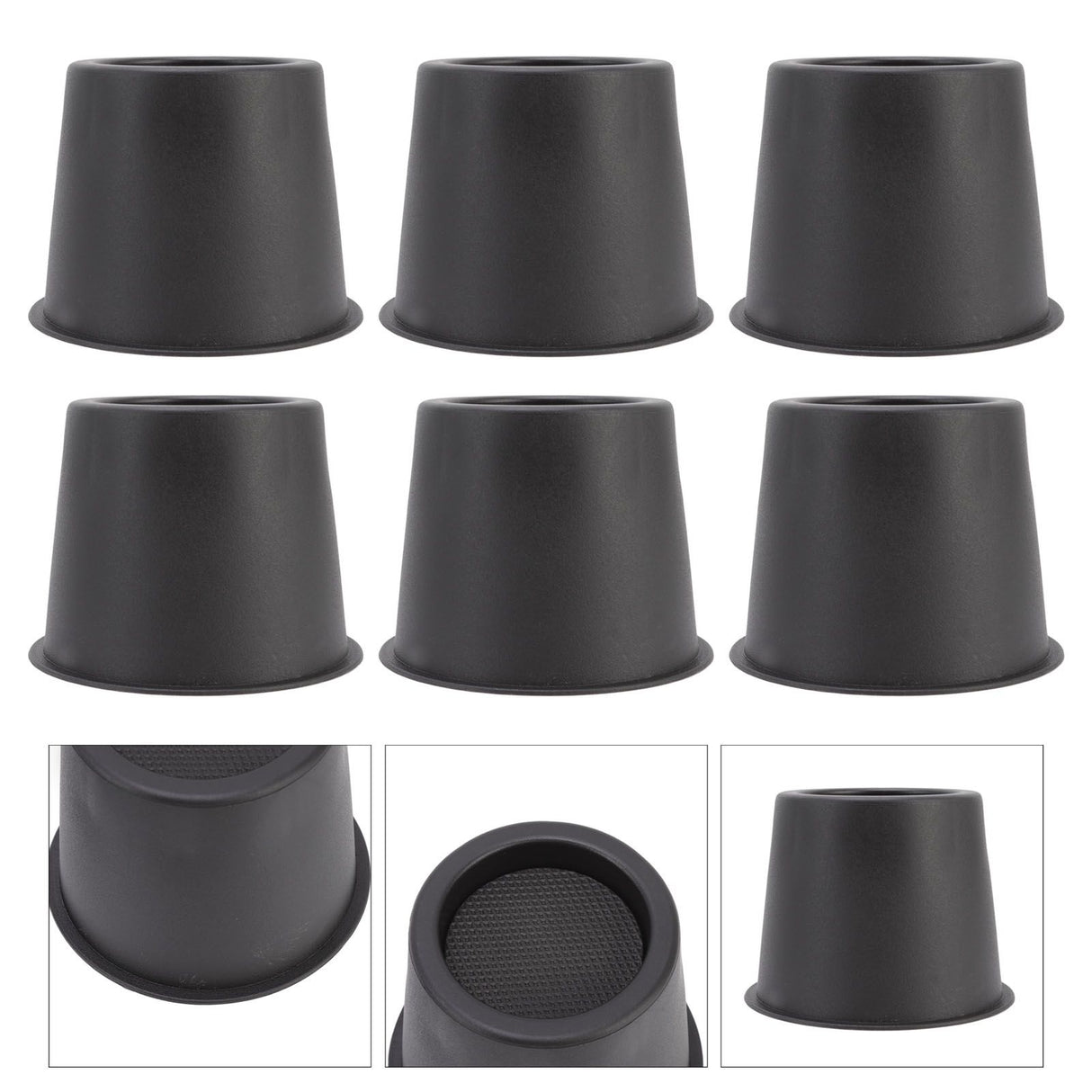6 PCS Anti Vibration Pads Sofa Feet Pad Furniture Riser Mat for Table Cabinet Bed 3in Black Round