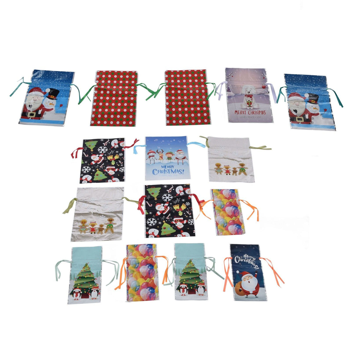 15 Pcs Christmas Drawstring Gift Bags Drawstring Packing Pouches Favors Bags for Christmas Festival Party
