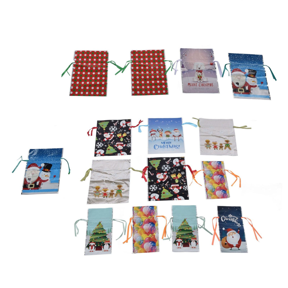 15 Pcs Christmas Drawstring Gift Bags Drawstring Packing Pouches Favors Bags for Christmas Festival Party