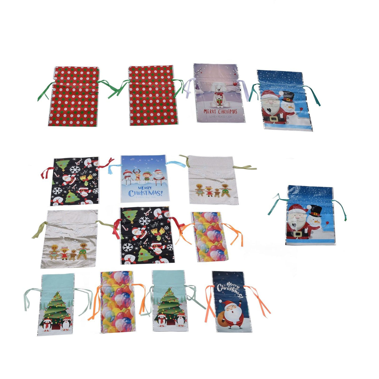 15 Pcs Christmas Drawstring Gift Bags Drawstring Packing Pouches Favors Bags for Christmas Festival Party