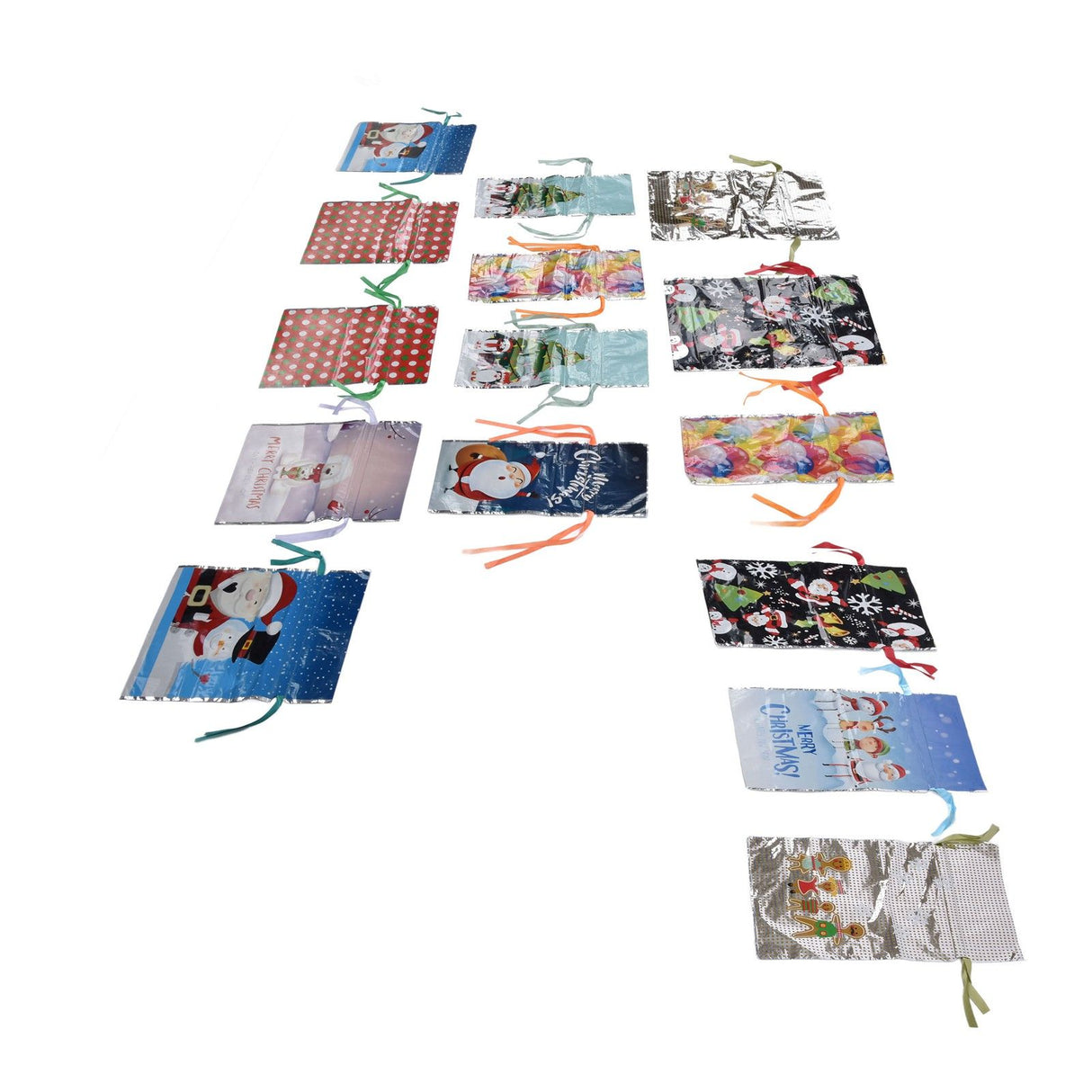 15 Pcs Christmas Drawstring Gift Bags Drawstring Packing Pouches Favors Bags for Christmas Festival Party