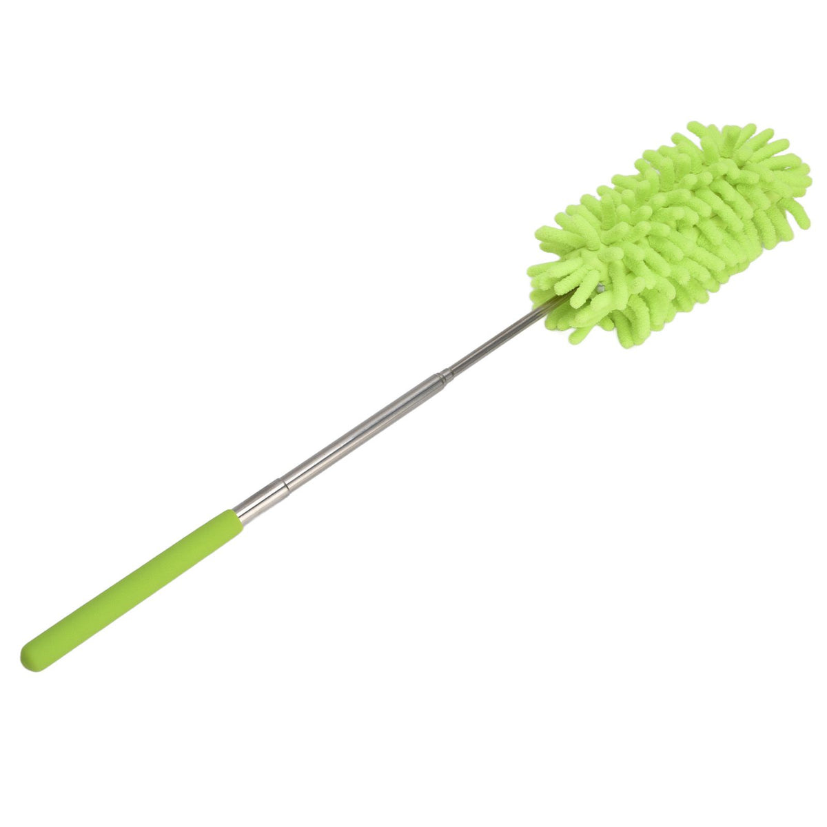 Telescopic Duster Handheld Dust Remover Stainless Steel for Floor Desk Cabinet Cupboard Cleaning Green