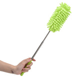 Telescopic Duster Handheld Dust Remover Stainless Steel for Floor Desk Cabinet Cupboard Cleaning Green - Close-Up Angle