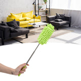 Telescopic Duster Handheld Dust Remover Stainless Steel for Floor Desk Cabinet Cupboard Cleaning Green