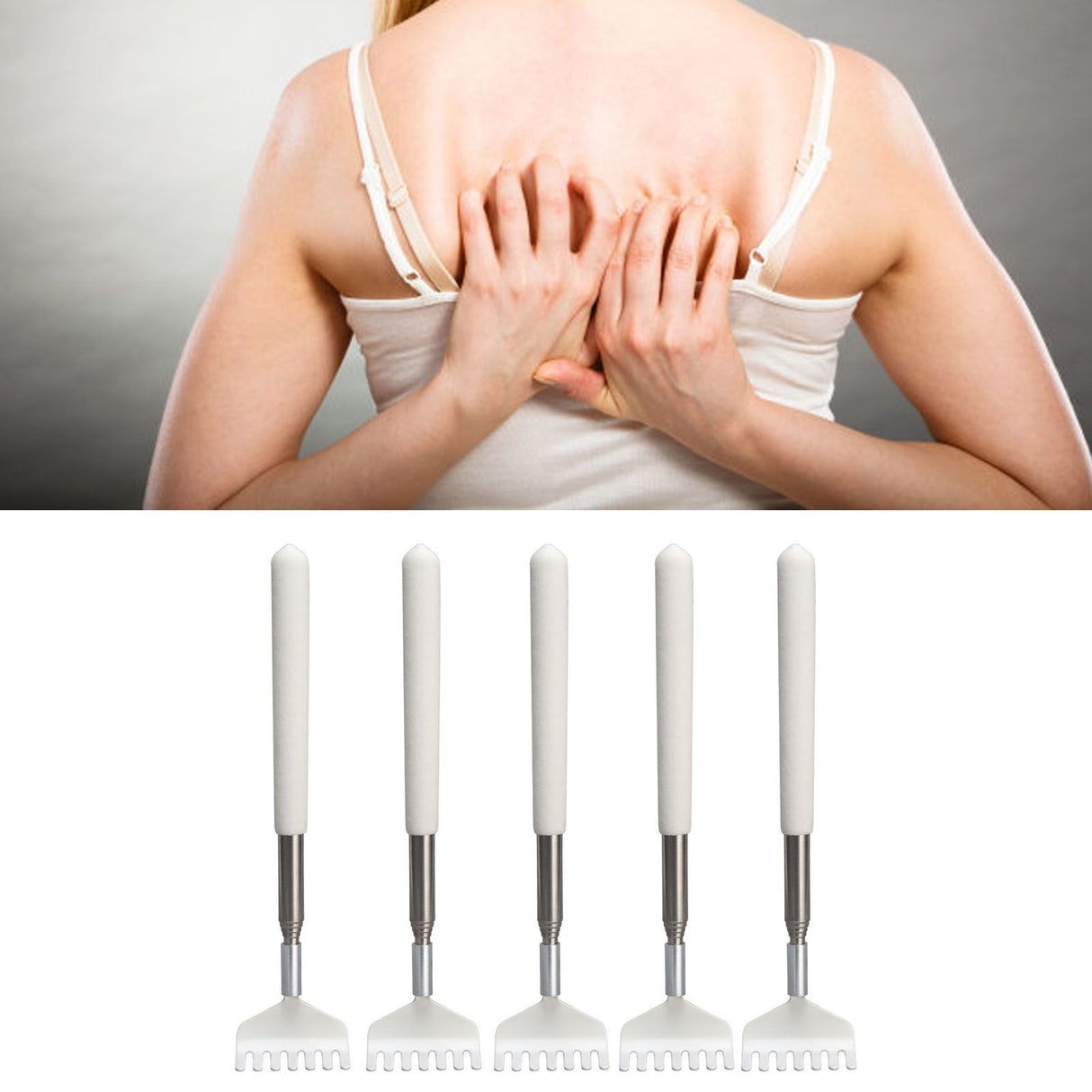 5pcs Extendable Back Scratcher Portable Telescopic Metal Back Scratchers Massager Scraper for Health Care Relaxation