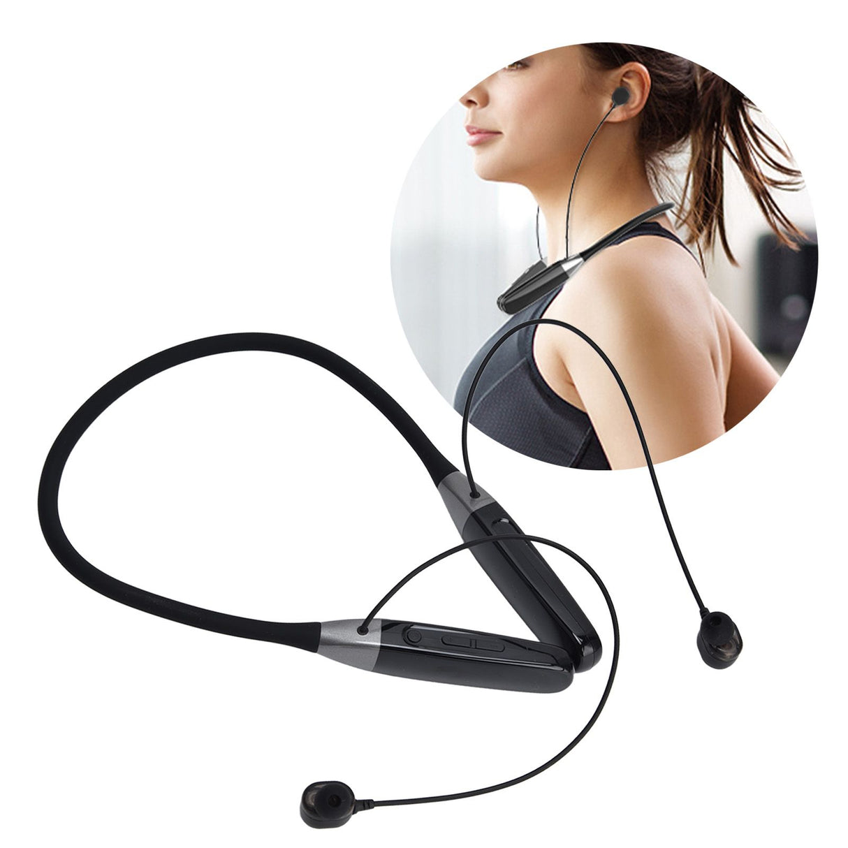 Wireless Hang Neck Type Earphone with 32G Memory LED Display Stereo Hanging Neck Headset
