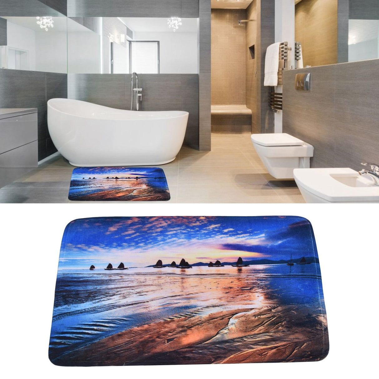 Household Bathroom Floor Carpet Water Absorption Anti Slip Flannel Mat for Door Toilet50x80cm