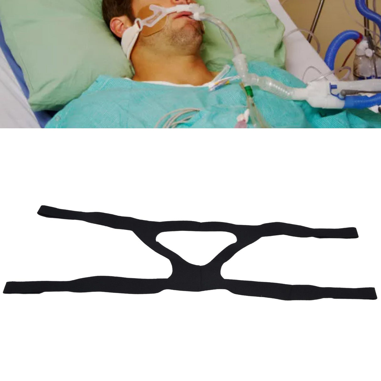 Universal Anti Snore Headgear Strap Nylon Elastic Anti Snoring Head Band for RespiratorBlack