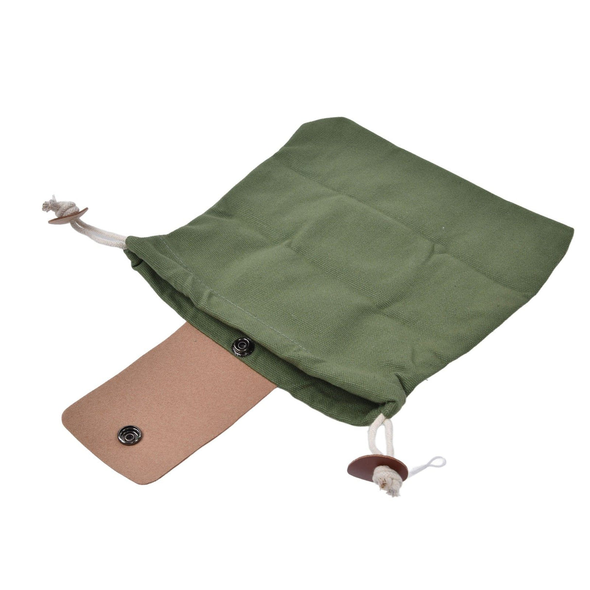 Foraging Pouch Collapsible PU Leather Canvas Mushroom Foraging Bag for Hiking Camping Hunting